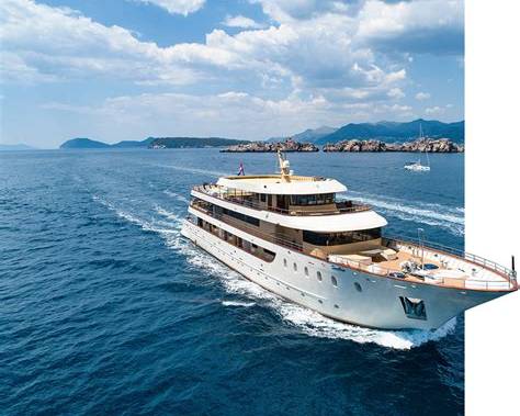 Luxury small ship sailing along Croatia’s Adriatic coast.