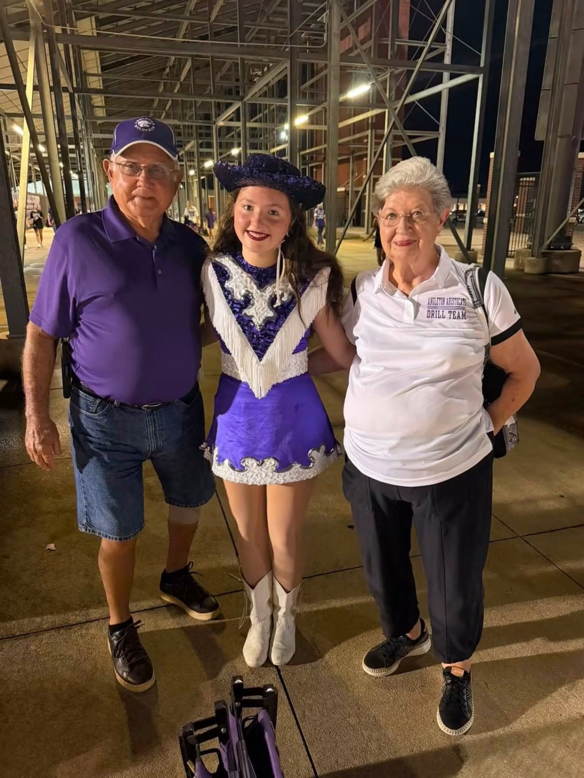Dad, Kynlie and Mom Friday Night Lights watching their Great Granddaughter, Kynlie Renee'